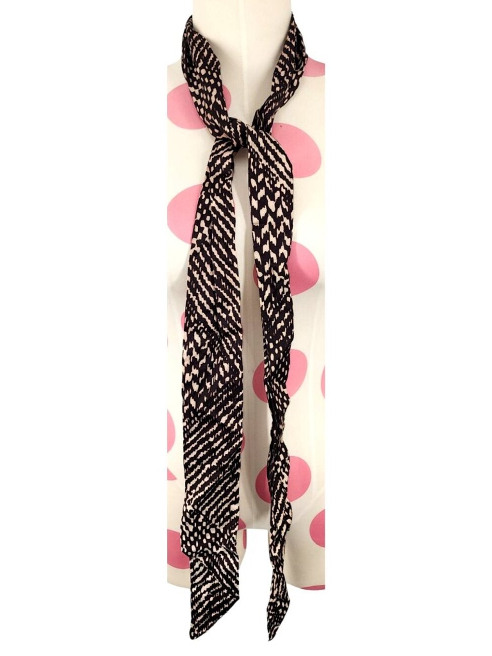 Women's Scarf Neck Tie Head Wrap Headband Brown Cream Abstract Accessories